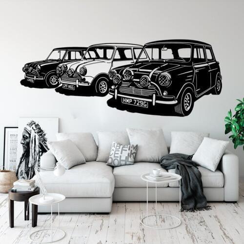 Large Minis Italian Car Vehicle Wall Sticker Baby Nursery Kids Room Summer Beach Car Surf Wall Decal Bedroom Vinyl Decor