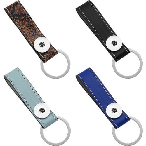 Hot sale PJ8003 Leather snap Keychains Elegant fit DIY 18mm snap buttons unisex wholesale