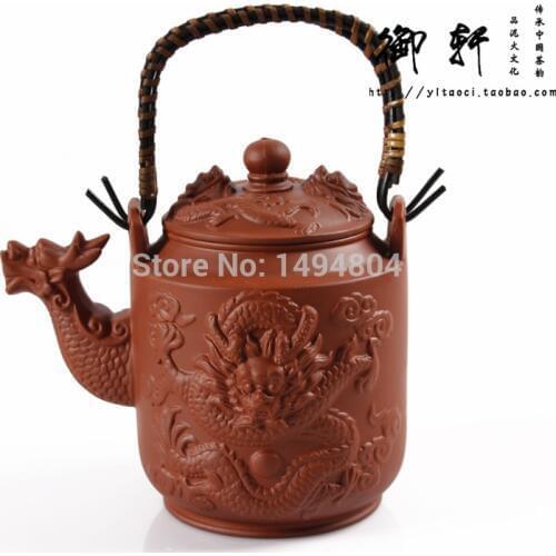 Tea Set 700ML Chinese Yixing Larger Teapot,Dragon Tea Pot, Handmade Tea Sets,China Kungfu Teaset,Genuine Purple Clay Tea Kettle