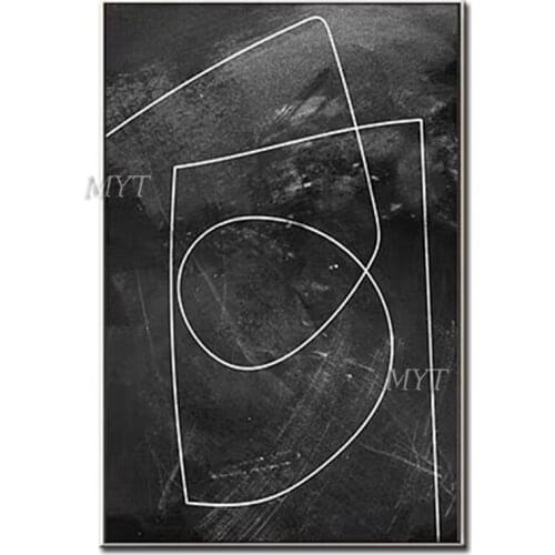 Black And White Line Art Abstract Oil Painting 100% Handpainted Wall Art Home Decor Picture Modern On Canvas Frameless