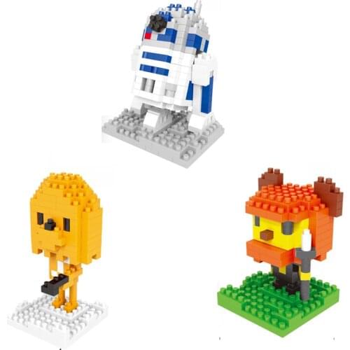 Disney nanobrick star wars figures micro diamond blocks r2-d2 robot Chewbacca Ewok building brick starwars toy for kids gifts