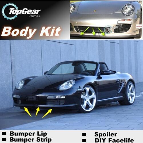 For Porsche Boxster 986 987 981 Bumper Lip Lips / Top Gear Shop Spoiler For Car Tuning / TOPGEAR Body Kit + Strip