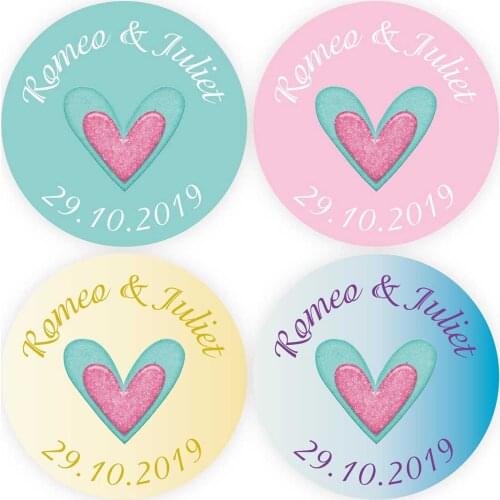 DouxArt 100 Pieces Personalized Wedding Favors Stickers Seals, 4cm Colorful Marriage Baptism Communion Invitation Gift Labels