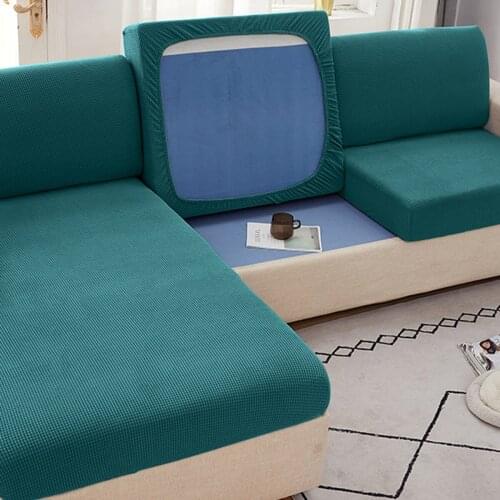 Elastic Sofa Seat Cushion Cover Chair Solid Color Furniture Protector 1/2/3/4 Seats Fleece Stretch Washable Removable Slipcover