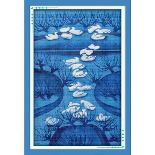 Everlasting Love Winter Morning Chinese Cross Stitch Kits Ecological Cotton Stamped Printed DIY 11 New Year Decorations For Home