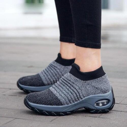 Large Size Platform Air Cushion Sneakers Socks Womens Running Shoes Sport Women Sports Shoes for Women 2021 Gray Kit GMB-1326