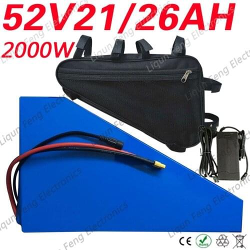 Free Duty 52V 14S Triangle Battery 52V 18Ah 20Ah 22Ah 25Ah Ebike Lithium Batterij for 52V/48V 2000W 1500W 1000W E-Bike Motor kit