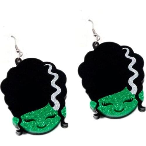Fashion Women Green Weird Drop Earrings Lady Hollowen Jewelry Earrings Gift