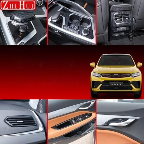 Car Interior Mouldings Black Brush Stainless Steel ABS Stickers For Geely Tugella Xingyue FY11 2019- 2021 Accessories For LHD
