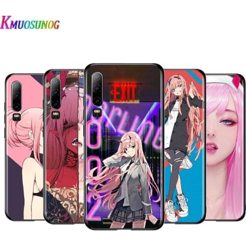 Zero two fanart cute For Huawei P40 P30 P20 P10 P9 P8 Lite E mini Pro Plus 5G 2017 2019 Silicone Black Soft Glass Phone Case
