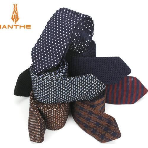 Brand New 6cm Fashion Slim Neck Tie Wedding Knitt Necktie for Men Skinny Knit Ties Man Gravata Polyester Narrow Knitted Neckties