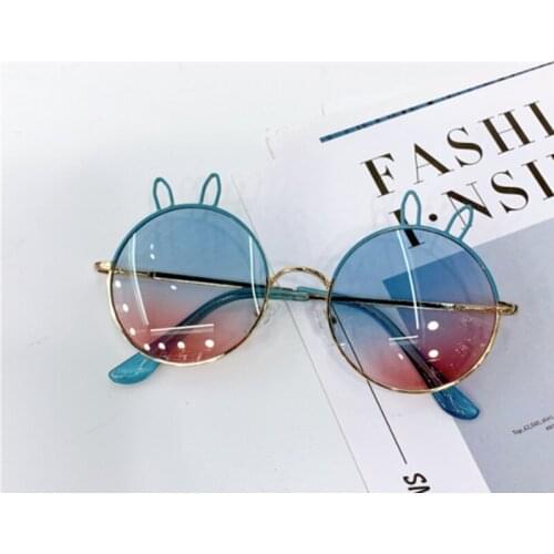 Toddler Baby Retro Round UV400 Protection Sunglasses Metal Frame Sunglasses Bunny Beach Sunglasses with Tinted Circle Lens