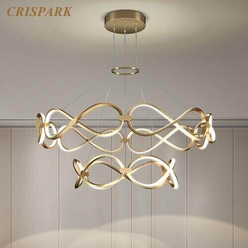 Nordic Bird Nest Chandelier Light Gold Aluminum Modern Living Room Hanging Lamp Art Deco Indoor Kitchen Island Bedroom Hotel