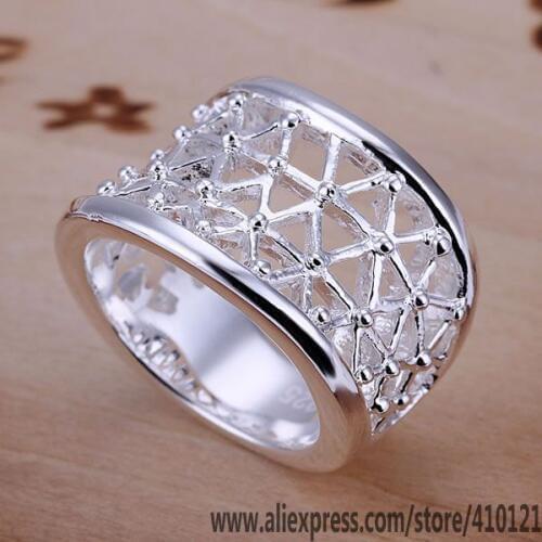 R032 Lucky Charm Silver Color Rings For Women Fashion Jewelry Wholesale Women Accessorie Fashion Hollow Ring /druamjba