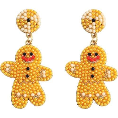 Dvacaman Seed Bead Sunny Doll Drop Earrings for Women Funny Cute Beaded Halloween Statement Jewelry Accessories Party Gifts 2021