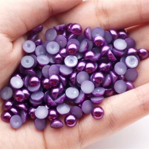 2-12mm Dark Purple Flat Bottom Semicircular Resin Diy Loose Beads For Decorative Accessories For Manicure Mobile Phone Case