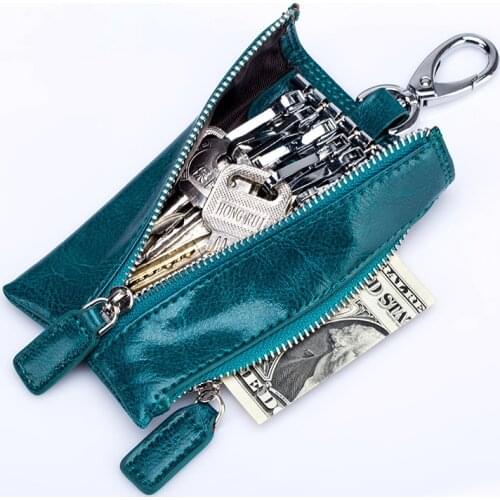 Vintage Cowhide Key Holder Men Women Cow Leather Key Wallet Case Mini Bag Pocket Pouch Travel Keys Organizer , Coin Purse
