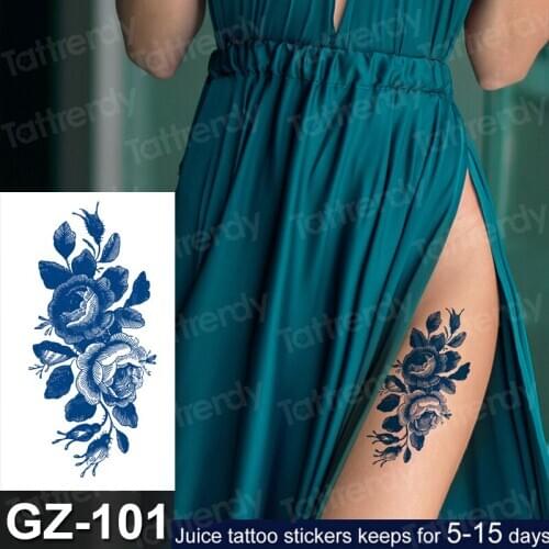 Waterproof Temporary Juice Ink Tattoo Sticker Sketch flowers arm tatoos Rose violet sexy girls Long Lasting Tatto for Men Women