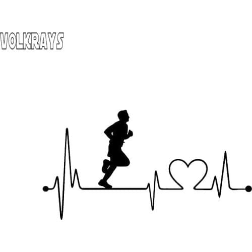 Volkrays Creative Car Sticker Guy Heartbeat Run Accessories Reflective Waterproof Cover Scratches Sunscreen Vinyl Decal,8cm*16cm