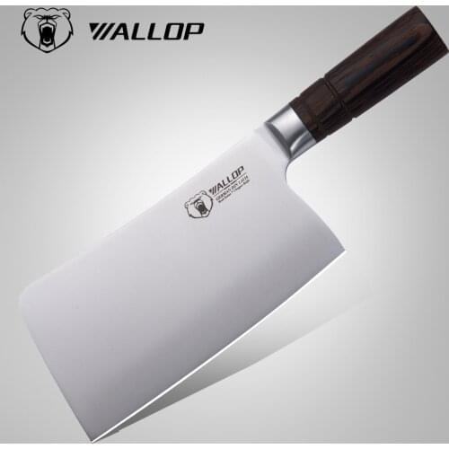 Wallop Chopper knife - German HC Stainless Steel Chinese Bone Meat Cleaver Butcher Kitchen Knife - Ergonomic Wooden Handle - 7