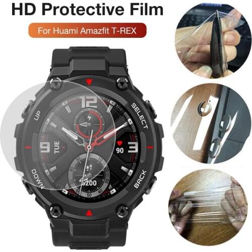 2-in-1 Protector Case + Screen Protector for Huami Amazfit T-REX Soft TPU Protective Cover Tempered Glass Film for Amazfit T-REX