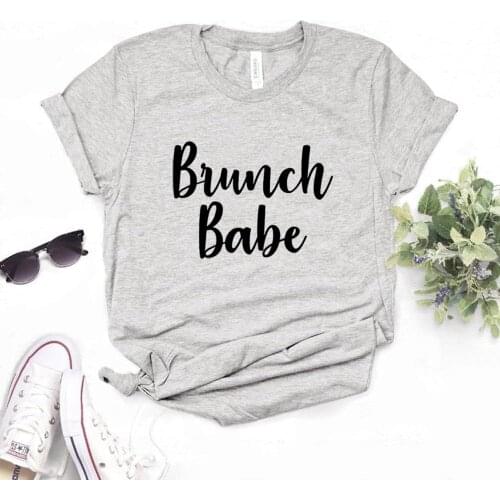 Women T Shirt Brunch Babe Letters Print Tshirt Women Short Sleeve O Neck T-shirt Ladies Tee Shirt TX5584