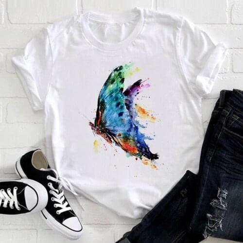 2021 Womens T-shirts harajuku Tees Butterfly graphic tshirt women Fashion Top Female Summer T-shirt Short Sleeve Femme