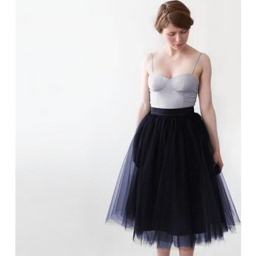 New Tulle Skirt For 2016 Ribbons Ribbons Waist A Line Knee Length Tutu Skirt Classical Skirts Women