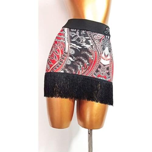 2021 TL752 Leopard Tassel Design Latin Dance Dress Women Latin Dance Skirt for Belly Dancing Performamnce Modern Dance Dress