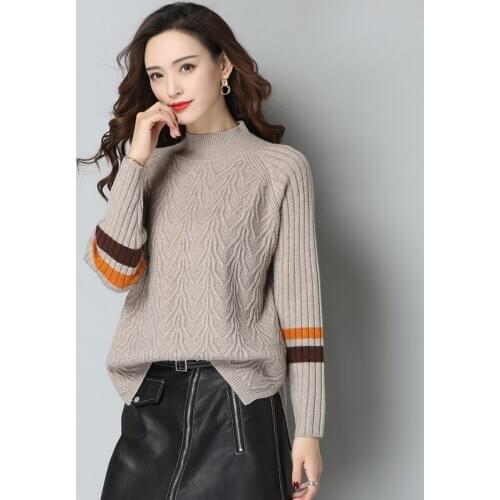Winter Lady Turtleneck Sweater High Quality Fashion Plaid Sweater Pullovers High Collar Thicken Warm Sweater Long Sleeve Slim