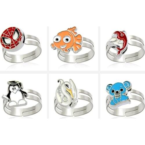 1PC Mix Style Cartoon Adjustable Children Ring With Box Childrens Day Gift LSSR59-459