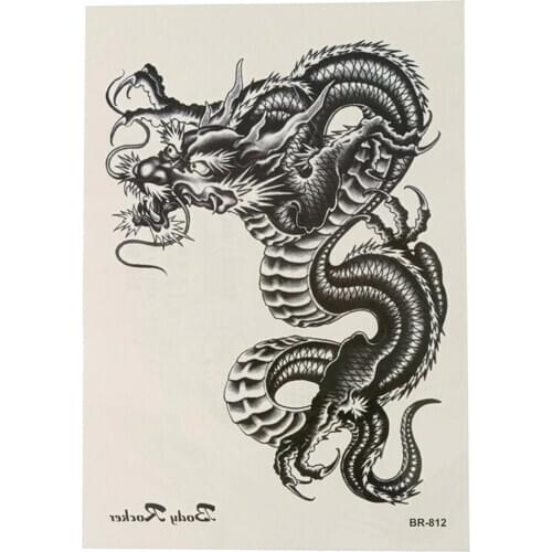 1pc Temporary Tattoos 3D Black Dragon Removable Waterproof Temporary Tattoo Arm Leg Body Art Sticker