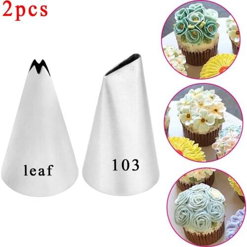 2PCS Rose Nozzles Stainless Steel Icing Piping Nozzles Tips Pastry Tips For Fondant Cake Baking Decorating Tools