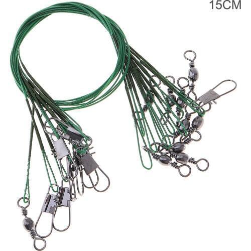 20pcs/lot Weihe 20cm Stainless Steel Anti-bite Fishing Lead Line Swivel Rope Wire with B-type Pin and 8-letter Ring