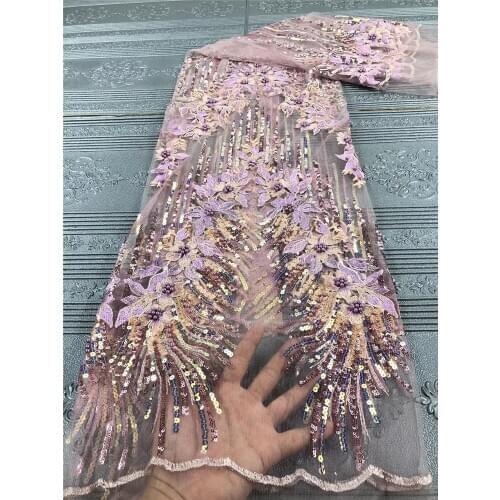 2020 high-quality colorful sequin embroidery with fashionable beads, French tulle lace, suitable for ladies dress design fabrics