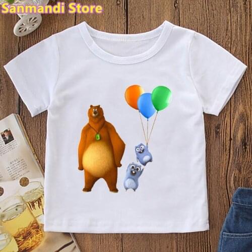 2021 Hot Sale Grizzy Cartoon Print Tshirt Tops For Girls/Boys Kids Clothes Mouse Love Balloon T Shirt Harajuku Kawaii T-Shirt