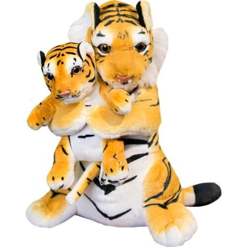 37cm Simulation Mother Tiger Plush toy Stuffed Soft Animal Baby Pillow Dolls For Children Kids Birthday Gift