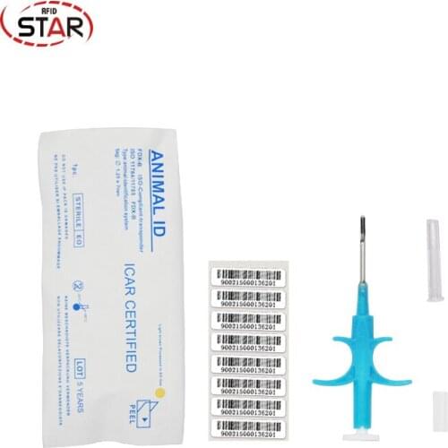 50pc 1.4*8/2*12 cat dog microchip animal syringe ID implant pet chip needle vet RFID injector PIT tag for aquaculture fish