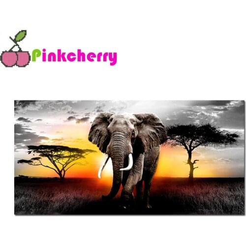 5D Diamond Painting Elephant Sunset DIY Full Rhinestones Cross Stitch Kits Animal Diamond Beads Embroidery Mosaic Decor k1054