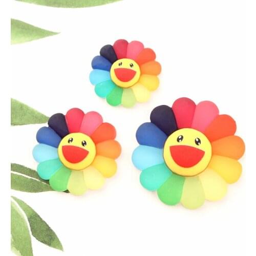 8pcs Rainbow Smiling Flower Flatback Resin Matte Cabochons Scrapbook Craft DIY Embellishments Decor Headwear Accessories