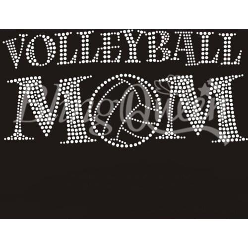 BlingQueen 25PCS/LOT Korean Quality Iron On Crystal Transfers Volleyball Mom Design