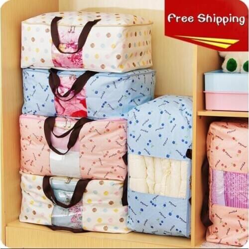 Large Thickening Oxford Fabric Quilt Storage Bag With Handle And Window Clothing Bag Closet Organizer 3 Sizes