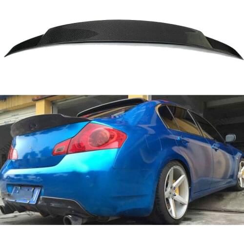R Real Carbon Fiber Rear Trunk Wing Spoiler Boot Top Lip Cover HighKick For Infiniti G35 G25 G37 Q40 4-Door Sedan 2007-2015 2013