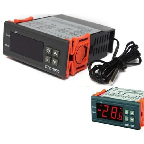 12V/24V/110V/220V STC-1000 Digital Temperature Controller Thermostat NTC K Gray Orange