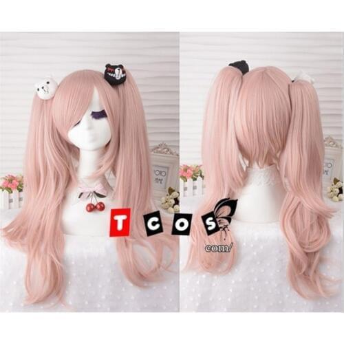 Danganronpa Dangan Ronpa Junko Enoshima Wig Light Pink Heat Resistant Sythentic Hair Clip Ponytails Cosplay Wig