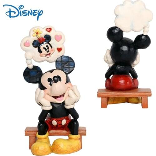 Disney Genuine Mickey Mouse Cute Anime Figures Resin Dolls Decor Action Figure Collection Model Toys Boxed Kids Birthday Gifts