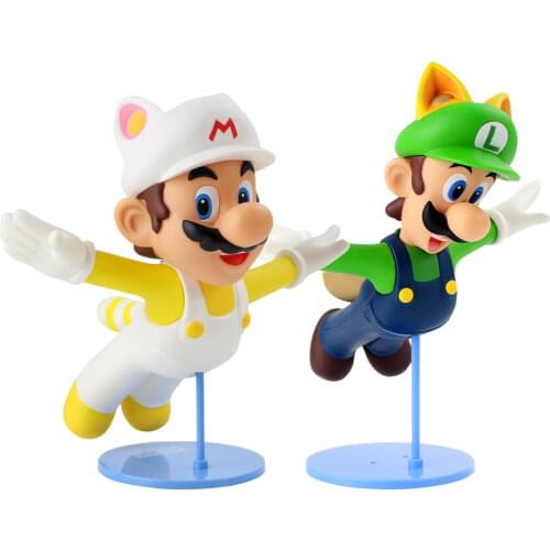 22cm 2Styles Super Mario Bros Anime Luigi White Green Flying with Wings Kawaii PVC Action Figure Model TOys Kids Gift Brinquedos