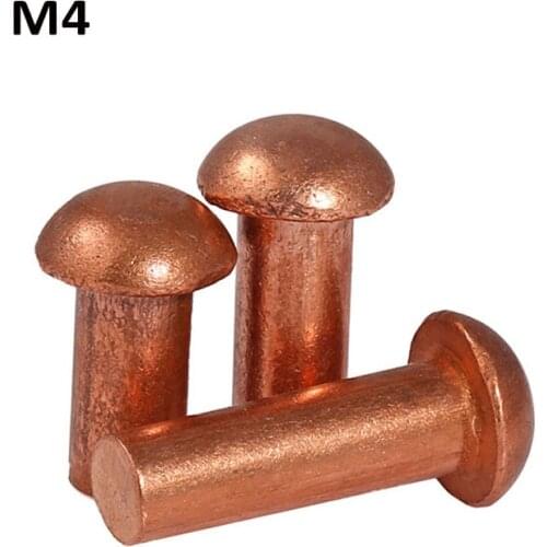 M4 Copper Domed Head Solid rivets Half round head Copper rivet/Nail GB867 Fastener
