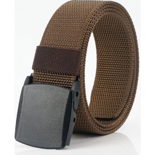 Mens Casual Nylon Belt Lightweight Quick Release Anti-allergic Security Door Plastic Steel POM Fashion Ladies Jeans Belt