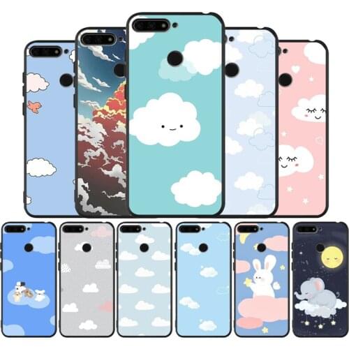 Lovely white cloud Black TPU Silicone Soft Phone Case For Honor 8X 9 8 10 20 30 Lite Pro MATE 9 10 20 30 Pro Lite